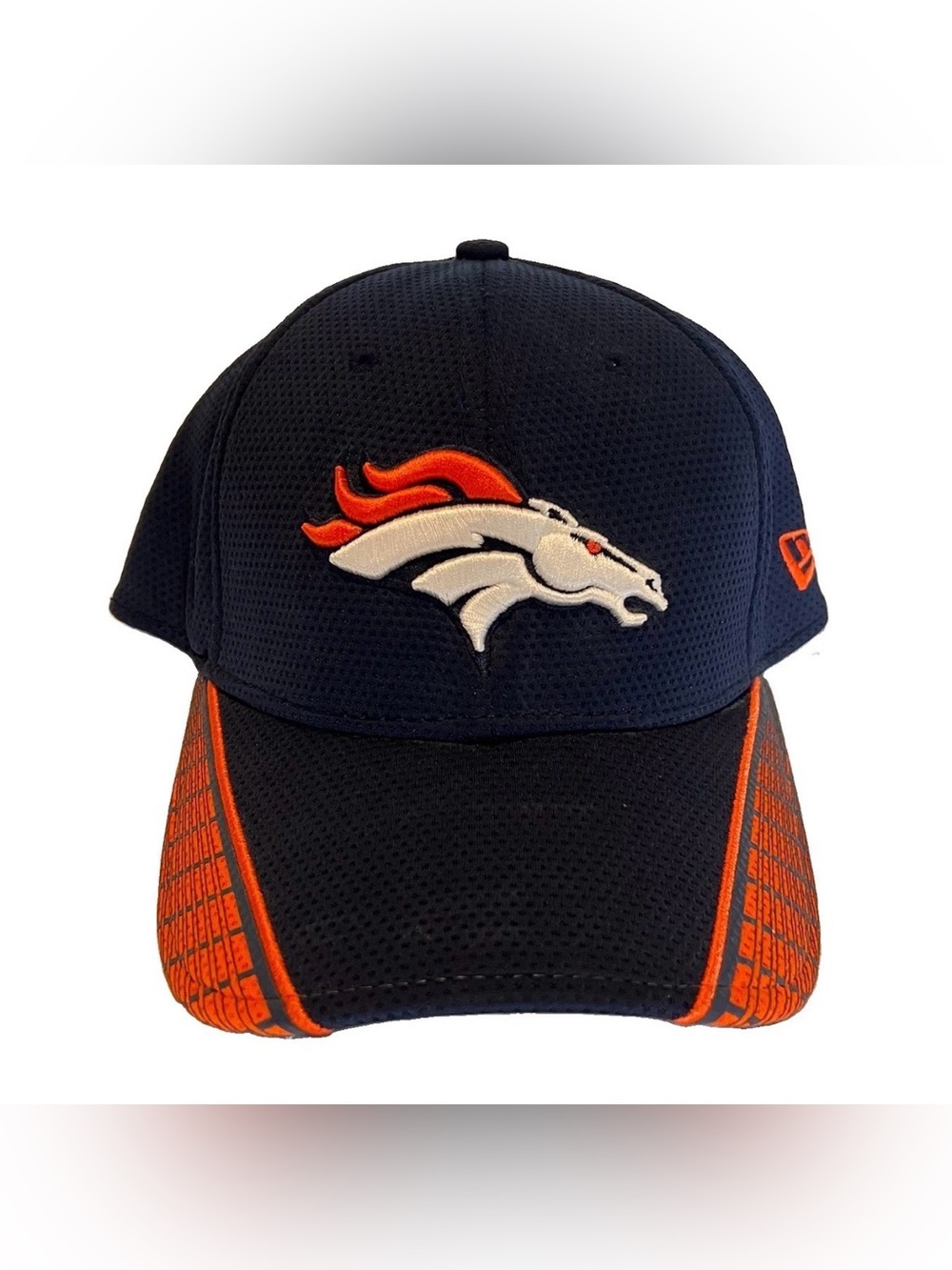 New Era 39thirty Denver Broncos Hat Cap Medium - Large Flex Fit Blue Orange